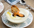 Martes 14/07 Plato 1: Vichyssoise con mejillón en escabeche